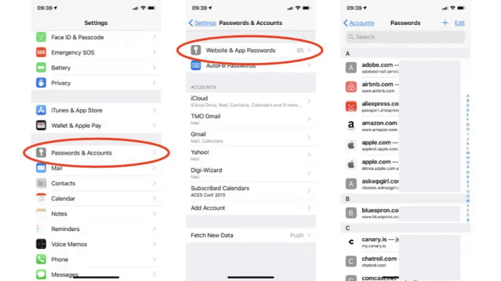 change email password on iphone