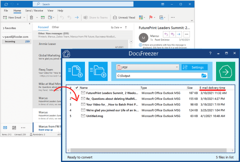 how to save outlook email as pdf