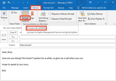 how to send a secure email in outlook