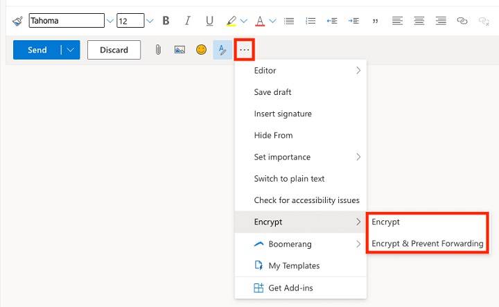 how to send secure email in outlook