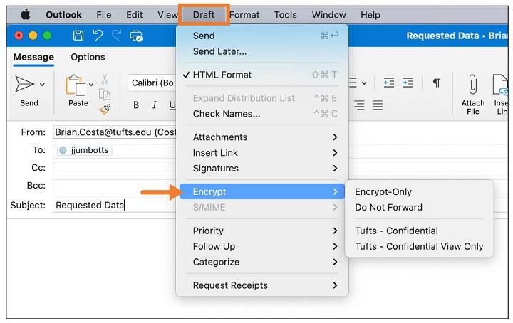 outlook encryption email