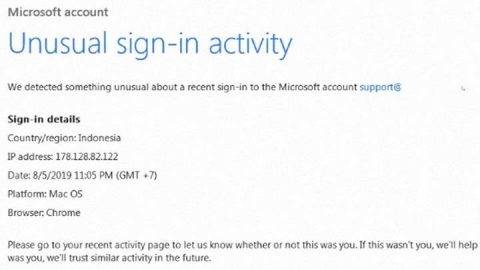 unusual sign in activity microsoft email