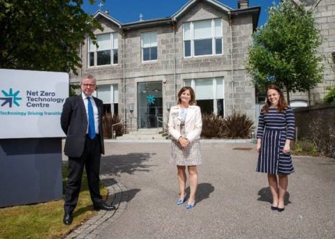 colette cohen ceo michael gove and kate kores at the net zero technology centre in aberdeen
