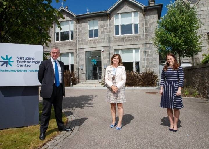 colette cohen ceo michael gove and kate kores at the net zero technology centre in aberdeen