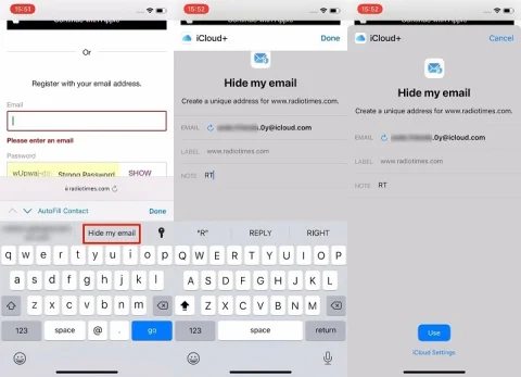 hide my email settings