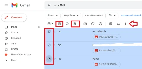 sort gmail by size
