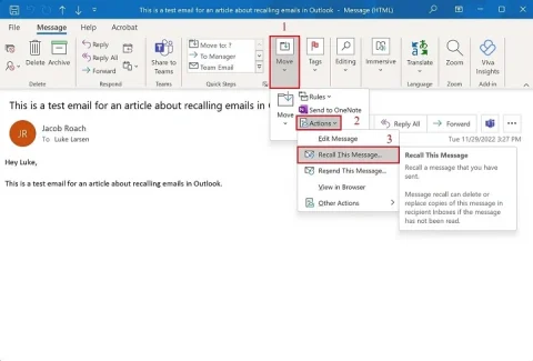 recall an email in outlook