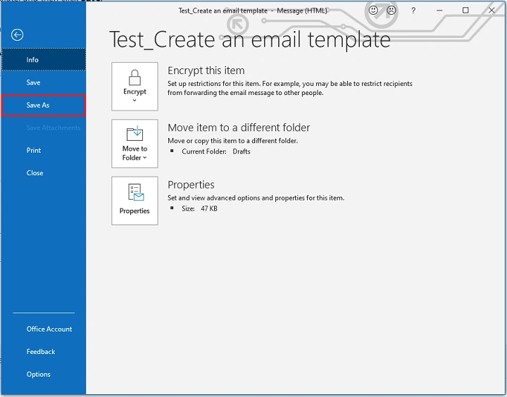 how to save an email template in outlook