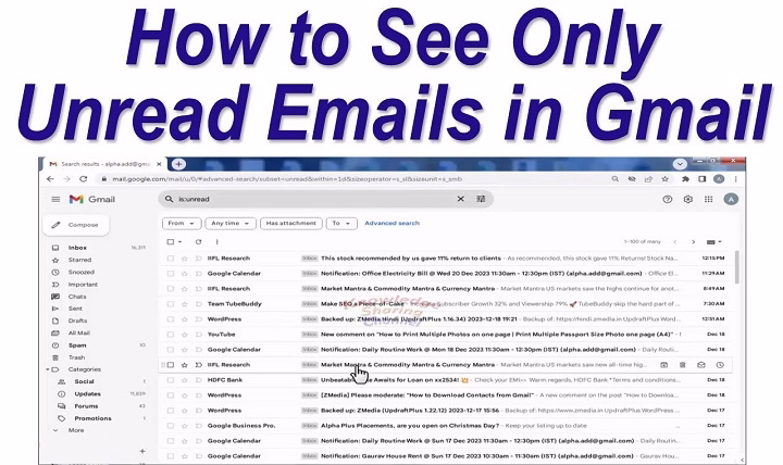 how to view only unread emails in gmail
